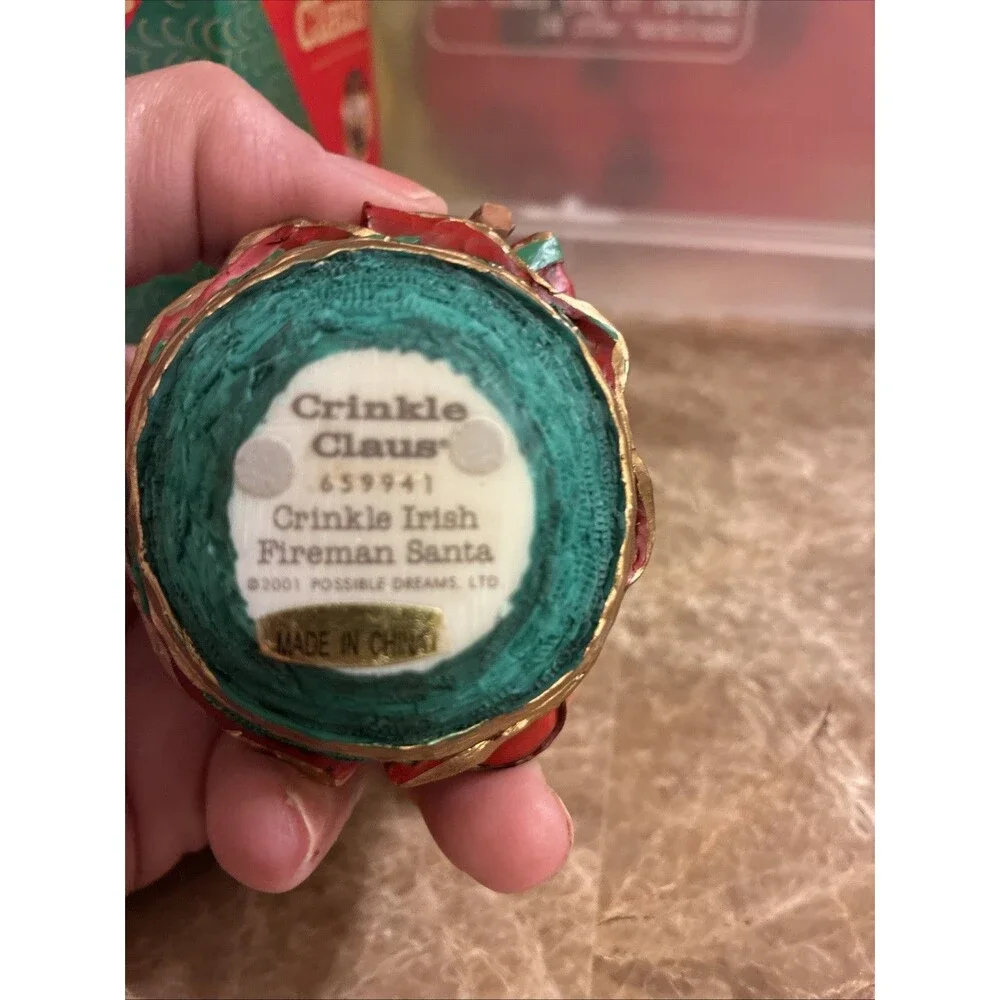 Crinkle Claus Irish Santa Fireman Axe w Fire Extinguisher 2001 Possible Dreams